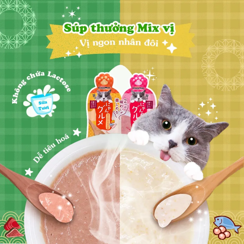 CattyMan Súp Thưởng Mix Vị Treat Thưởng Cho Mèo